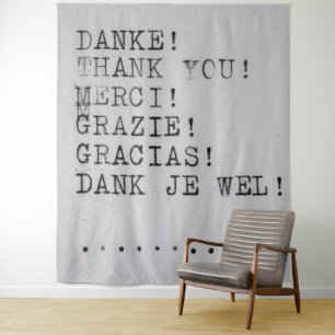 Danke, Dankeschön, Grazie, Gracias Wandteppich