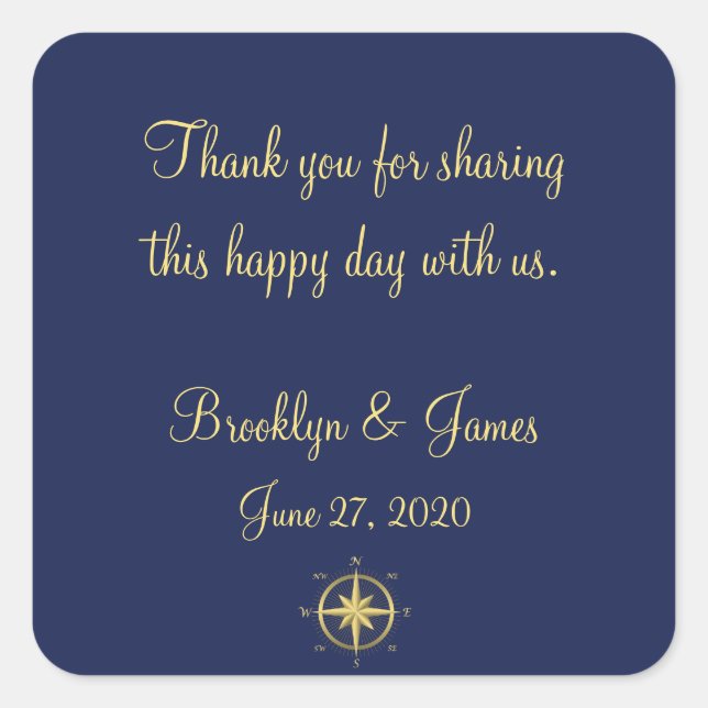 Danke, dass du blaue Nautic Wedding Stickers (Vorderseite)