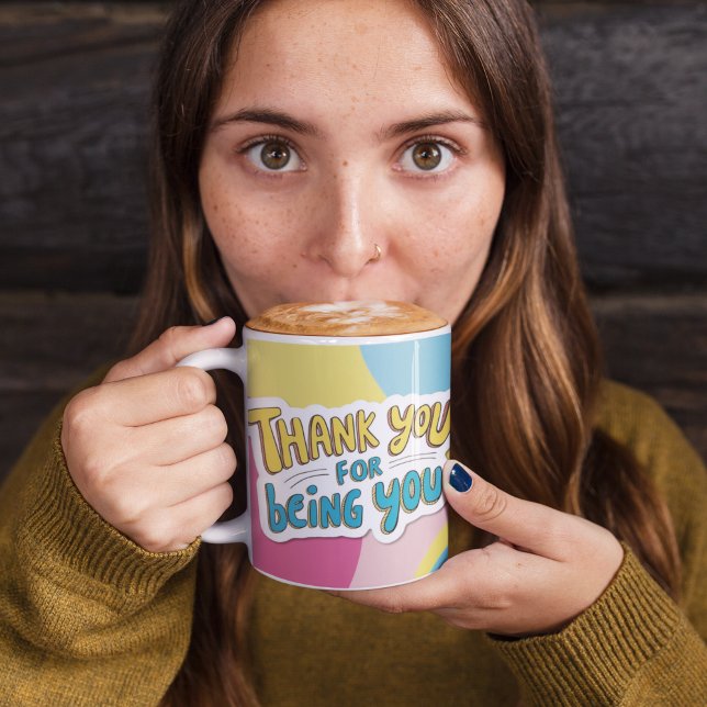 Danke, dass du deine Tasse bist (Show your gratitude with this colorful and fun, "Thank you for being you" mug! )