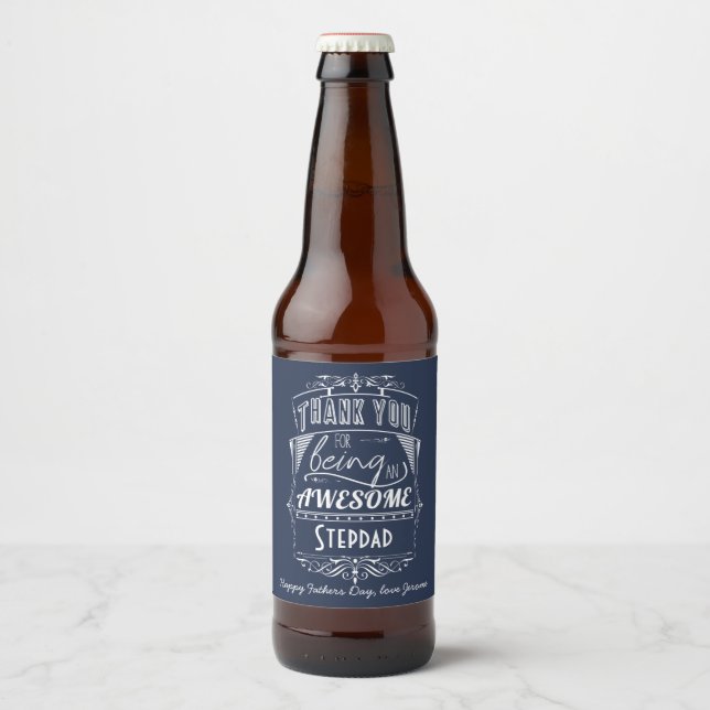 Danke, dass du ein Phantastischer Stepdad bist Bierflaschenetikett (Vorderseite)