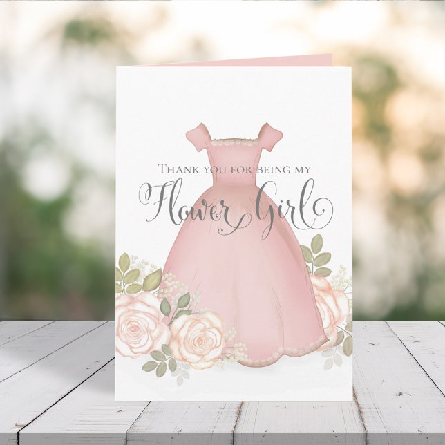 Danke, dass du Flower Girl Watercolor Blush bist Karte (Von Creator hochgeladen)
