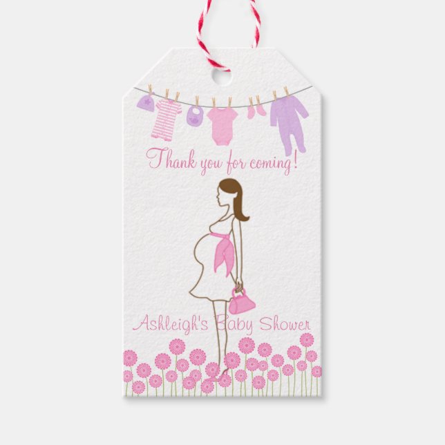 Danke, dass du gekommen bist! Rosa Silhouette Kind Geschenkanhänger (Vorderseite)