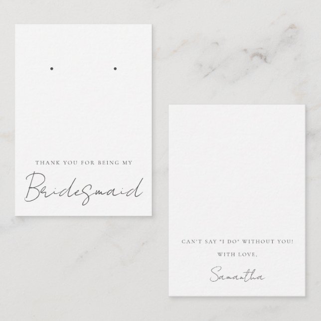 Danke, dass du mein Bridesmaid Juwelier Display bi Mitteilungskarte (Vorne/Hinten)