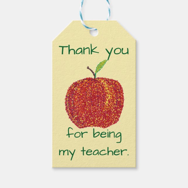 Danke, dass du mein Lehrer Pointillism Apple bist Geschenkanhänger (Vorderseite)