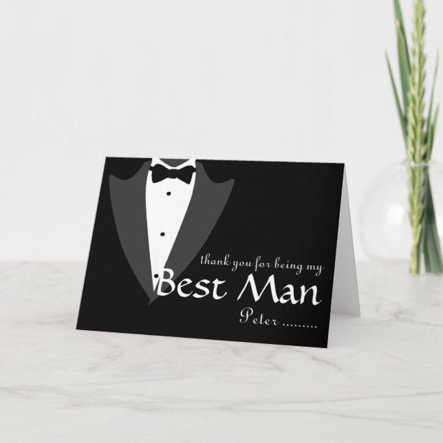 Danke, dass du mein Trauzeuge Tuxedo bist Dankeskarte (Vorderseite)