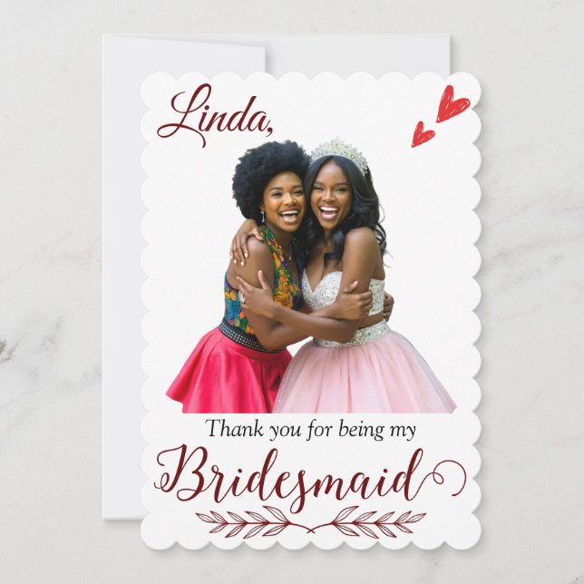 Danke, dass du mein Vorschlag für Bridesmaid bist Dankeskarte (Vorderseite)