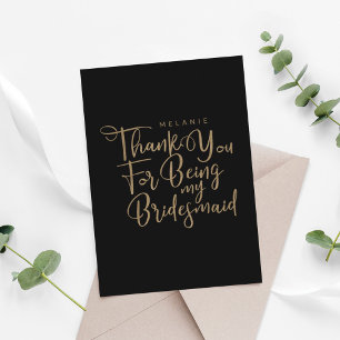 Danke, dass du meine Bridesmaid Typografie Black b Dankeskarte