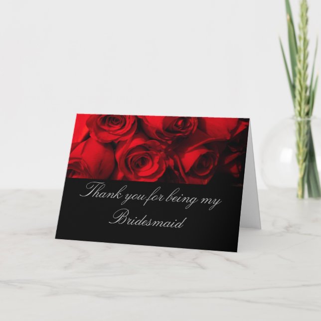 "Danke, dass du meine Bridesmaid warst" - Rote Ros Dankeskarte (Vorderseite)