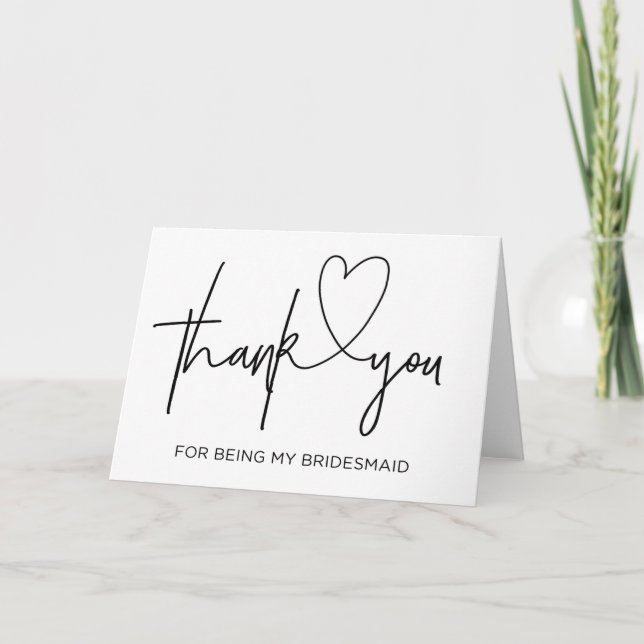 Danke, dass du meine Hochzeitskarte für Bridesmaid Dankeskarte (Vorderseite)