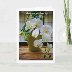 Danke, dass du meine Trauzeugin bist? Weiße Orchid Dankeskarte