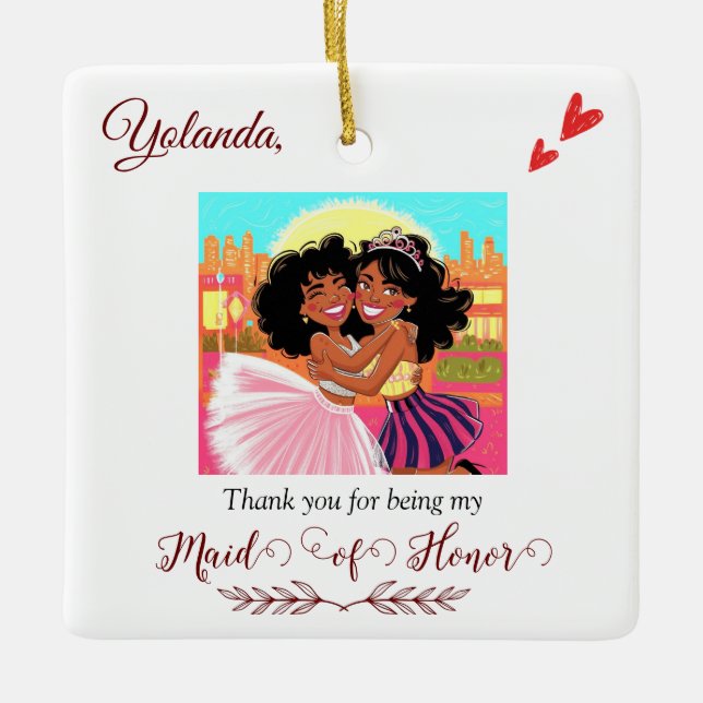 Danke, dass du meine Trauzeugin Bridesmaid bist Keramikornament (Vorderseite)