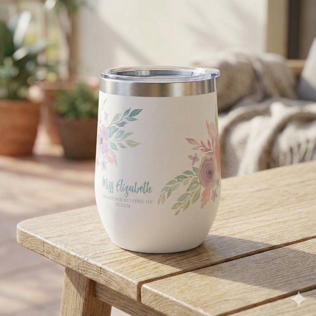 Danke, dass du mir dabei geholfen hast, Wasser zu  (This beautiful floral, "Thank for helping me bloom" personalized tumbler would make a great gift! )