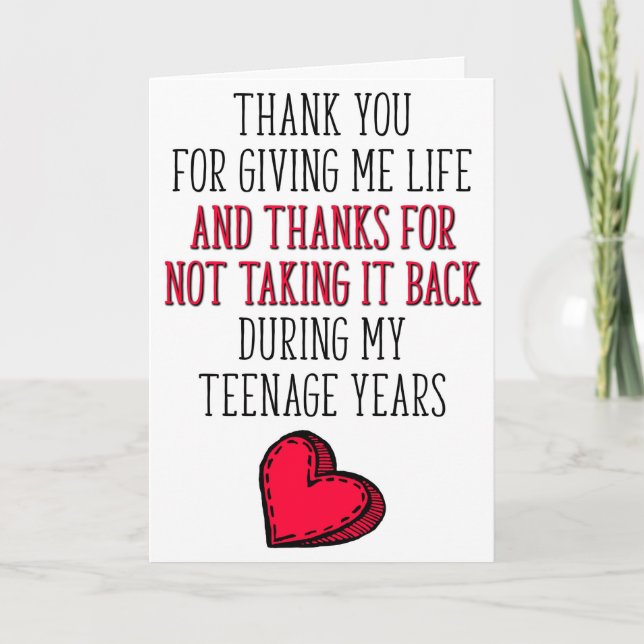 Danke, dass du mir das Leben gegeben hast, Muttert Karte (Vorderseite)