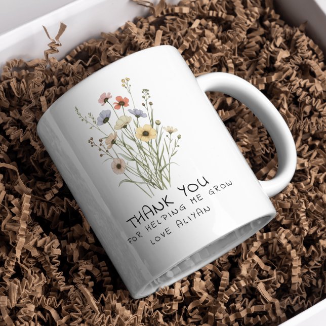 Danke, dass du mir geholfen hast, Blumenlehrer zu  Kaffeetasse (Von Creator hochgeladen)