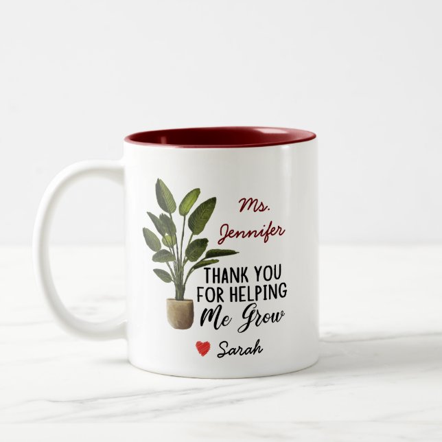 Danke, dass du mir geholfen hast, die Lehrerin zu  Zweifarbige Tasse (Links)