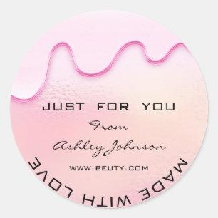 Danke, dass du mit Liebe Holograph Pink Waves gema Runder Aufkleber