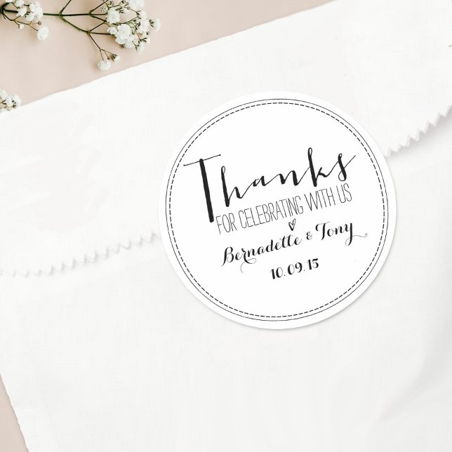 Danke, dass du mit uns gefeiert hast! Hochzeit Dan Runder Aufkleber (Von Creator hochgeladen)