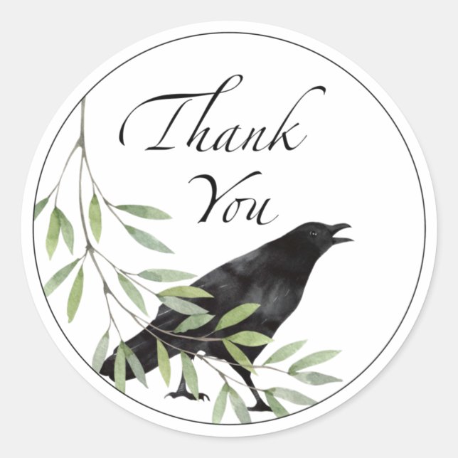 Danke, dass du Sticker für Crow Bird Blume Sticker (Vorderseite)