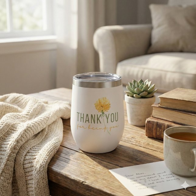 Danke, dass du Thermal Tumbler bist (This beautiful dandelion, "Thank you for being you" personalized tumbler would make a great gift! )