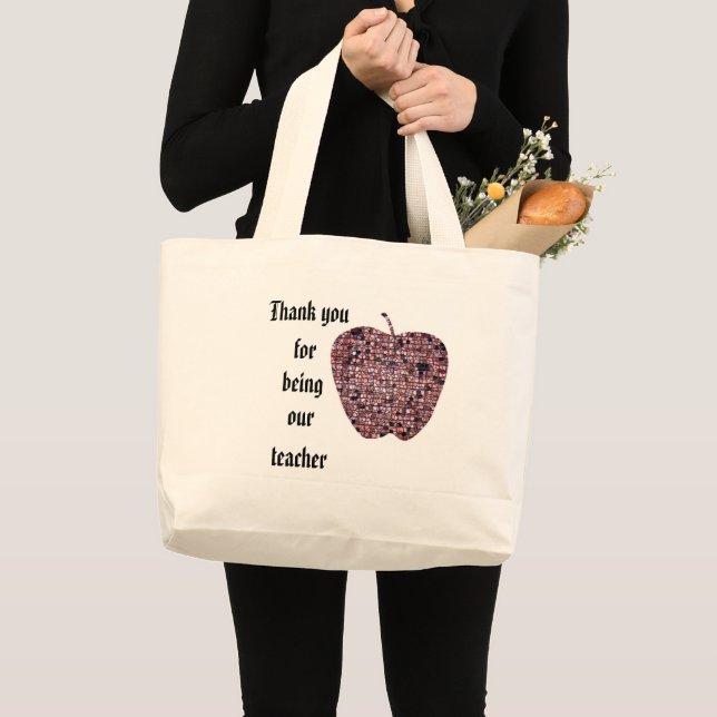 Danke, dass du unser Lehrer Red Mosaic Apple bist Jumbo Stoffbeutel (Vorderseite (Produkt))