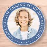 Danke, dass du zu meinem Bar Mitzvah-Foto gekommen Runder Aufkleber<br><div class="desc">Dieses einfache und klassische Design besteht aus Serifentypografie und fügt ein benutzerdefiniertes Foto hinzu. Danke,  dass du nach Bar Mitzvah gekommen bist.</div>
