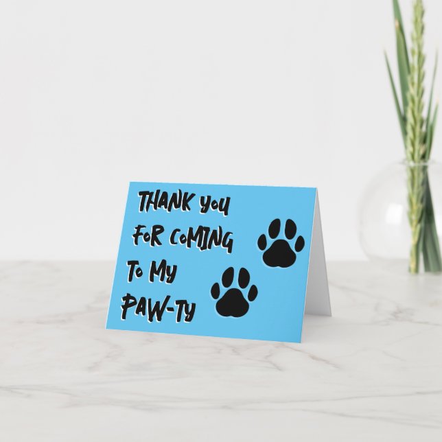 "Danke, dass du zu meinem PAW-ty gekommen bist", d Dankeskarte (Vorderseite)