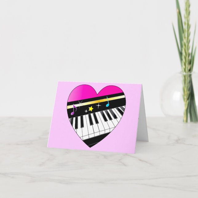 Danke, dass du zu Piano Erwägung Rosa Hintergrund  Dankeskarte (Vorderseite)