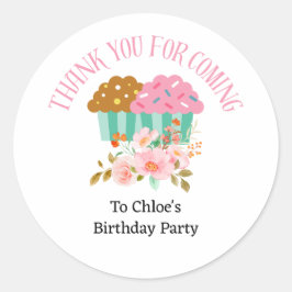 Danke, dass du zum Geburtstag von Cupcake Floral g Runder Aufkleber