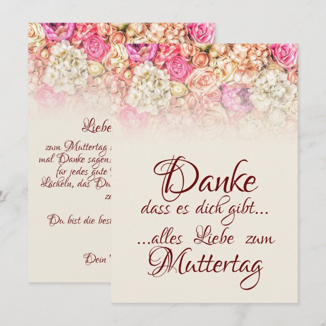 Danke, dass es dich gibt - Muttertag (Vorne/Hinten)