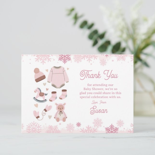 Danke, dass ihr Baby Dusche kalt draußen Schnee Pi Dankeskarte (Stehend Vorderseite)