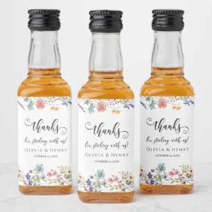 Danke, dass ihr bei uns geblieben seid Wildblumen- Alkoholflaschenetikett
