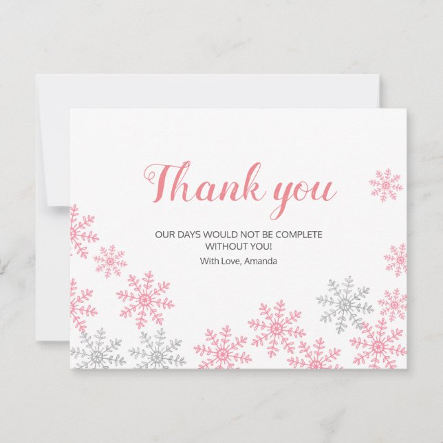 Danke, dass ihr die Karte Pink Silver Winter Schne (Vorderseite)