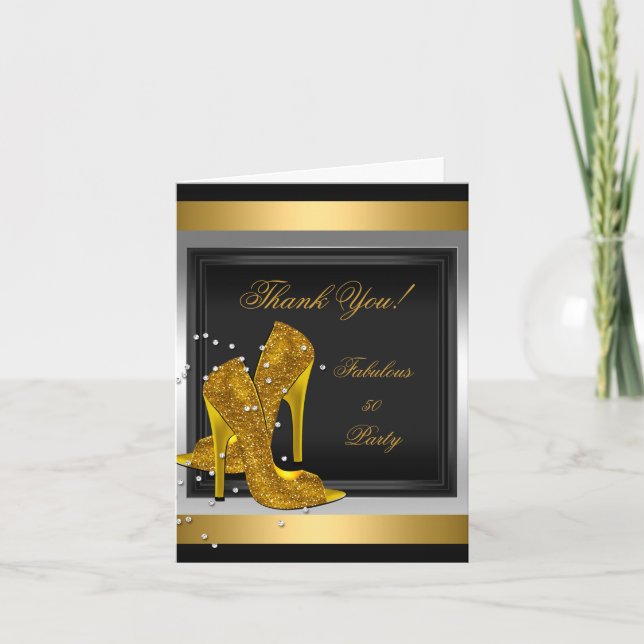 Danke, dass ihr die schwarzen Gold High Heels Kart Dankeskarte (Vorderseite)