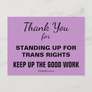 Danke, dass ihr für Trans-Menschen eintretet Wide Postkarte