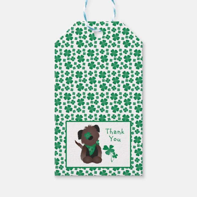 Danke, dass ihr Hund Kleeblatt Green Geschenkanhänger (Vorderseite)
