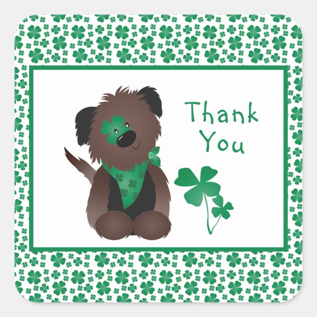 Danke, dass ihr Hund Kleeblatt Green Quadratischer Aufkleber (Vorderseite)
