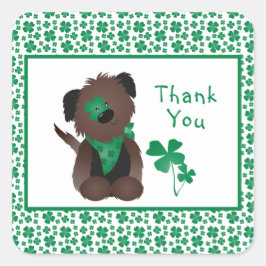 Danke, dass ihr Hund Kleeblatt Green Quadratischer Aufkleber