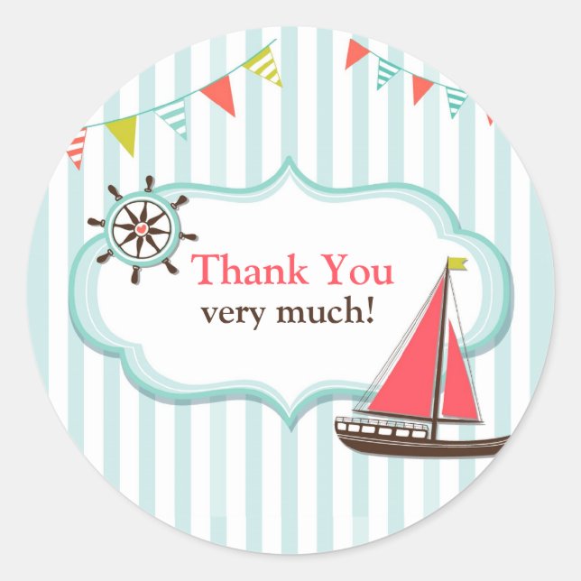 Danke, dass Sie Baby Shower Stickers segeln (Vorderseite)