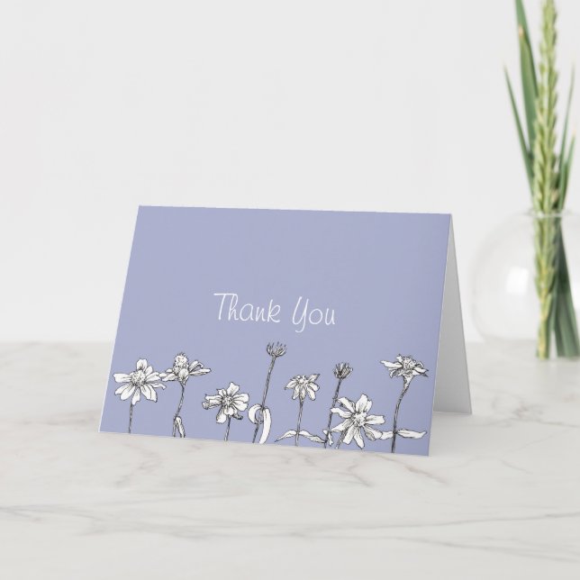 Danke, dass Sie Card Periwinkle Daisy Blume Gezeic Dankeskarte (Vorderseite)