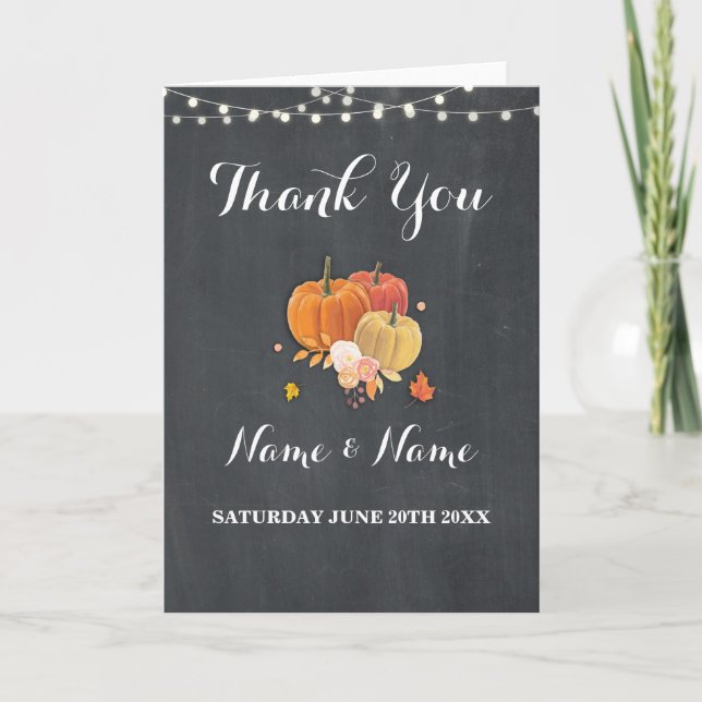 Danke, dass Sie Card Rustic Pumpkin Wedding Verlob Dankeskarte (Vorderseite)