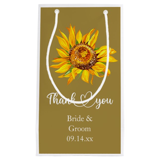 Danke, dass Sie die Gelbe Sonnenblume auf Hochzeit Kleine Geschenktüte (Vorderseite)