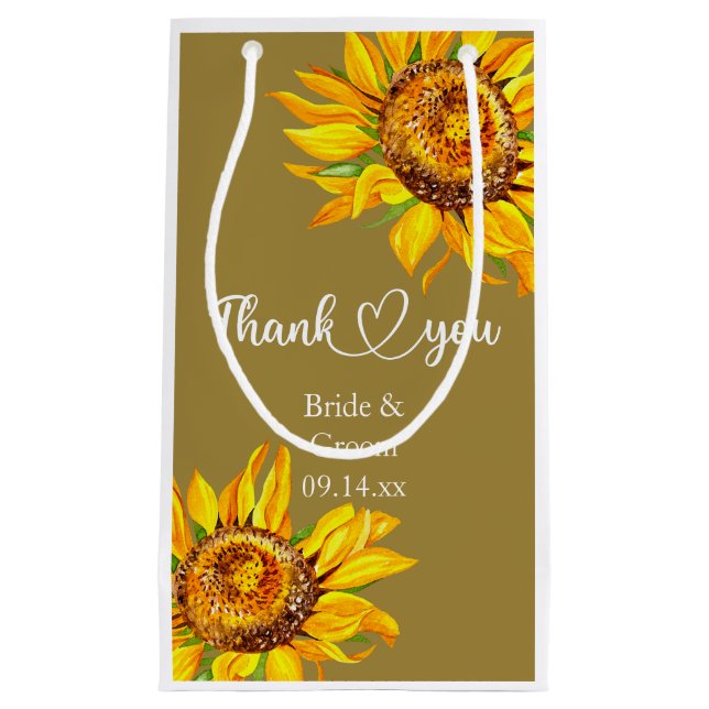 Danke, dass Sie die Gelbe Sonnenblume auf Hochzeit Kleine Geschenktüte (Vorderseite)
