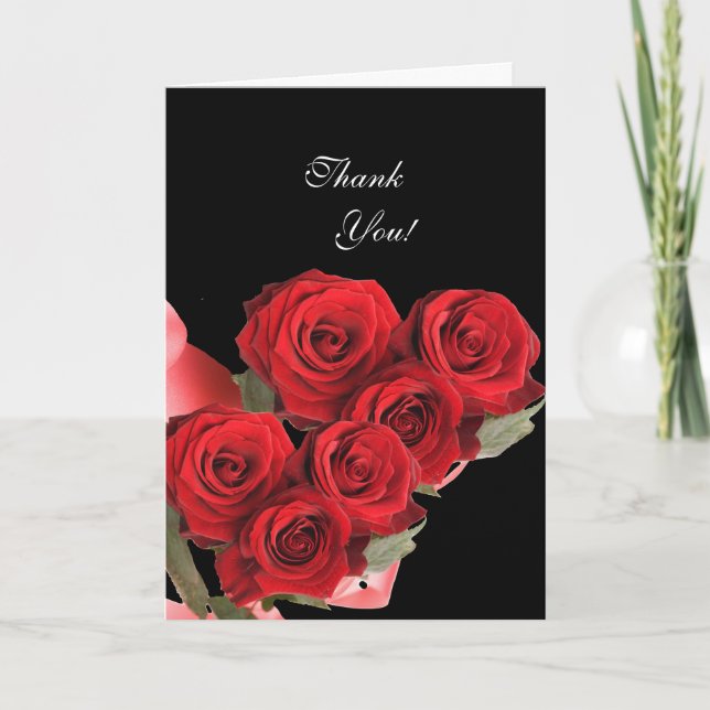 Danke, dass Sie die Rote Rose Black Dankeskarte (Vorderseite)