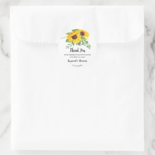 Danke, dass Sie die Sonnenblumen-Gastgeschenk Hoch Runder Aufkleber