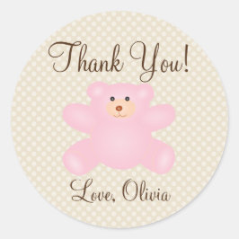 Danke, dass Sie die Teddy Bear Girl Babydusche bek Runder Aufkleber