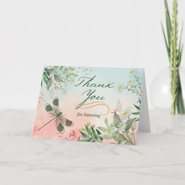 Danke, dass Sie Dragonfly Daisies zugehört haben Karte (Vorderseite)