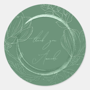 Danke, dass Sie Magnolia Green Wedding Runder Aufkleber