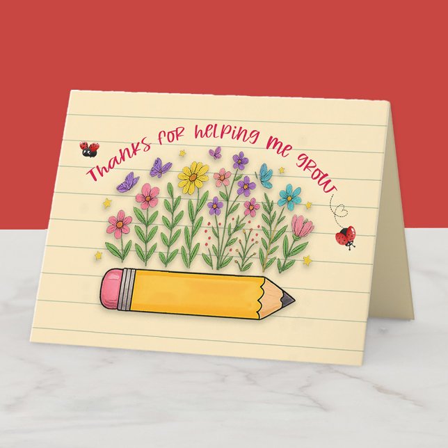 Danke, dass Sie mir geholfen haben, Lehrer zu schä Dankeskarte ("Thanks for helping me grow" card for teachers)