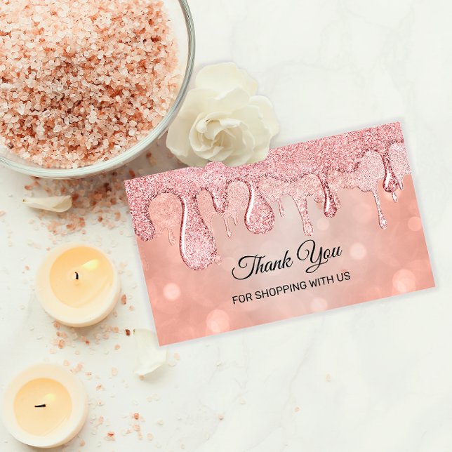 Danke, dass Sie mit unseren Rose-Tropfen einkaufen Visitenkarte (Thank You For Shopping With Us Rose Drips Business Card)