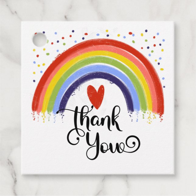 Danke, dass Sie Rainbow Square Aufkleber bevorzuge Geschenkanhänger (Vorderseite)